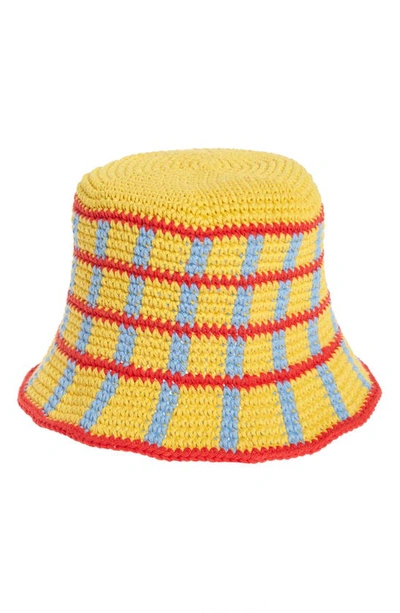 Memorial Day Plaid Crochet Bucket Hat In Primary