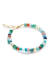 Monica Vinader Gold Freedom Multi Gemstone Beaded Bracelet Freedom Stones In 18ct Gold Vermeil/ Ss