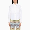 Vince Long-sleeve Linen-blend Button-front Shirt In White