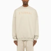 Fear Of God Logo-embroidered Long-sleeved Cotton Sweatshirt In Beige