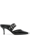 Alexander Mcqueen Punk 65mm Buckled Leather Mules In Nero E Argento