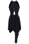 Stella Mccartney Cutout Asymmetric Seersucker Halterneck Mini Dress