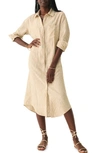 Faherty Laguna Linen Maxi Shirtdress In Golden Sun Stripe