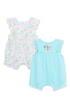 LITTLE ME GARDEN ASSORTED 2-PACK COTTON ROMPERS
