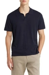 Nn07 Ryan 6311 Cotton And Linen-blend Polo Shirt In Navy Blue