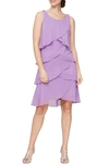 Sl Fashions Tiered Chiffon Dress In Amethyst