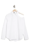 Rdi Brooklyn Cold Shoulder Button-up Blouse In White