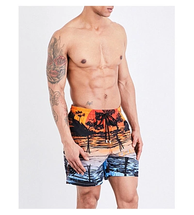 Vilebrequin Moorea Mid-length Printed Swim Shorts In Kumquat