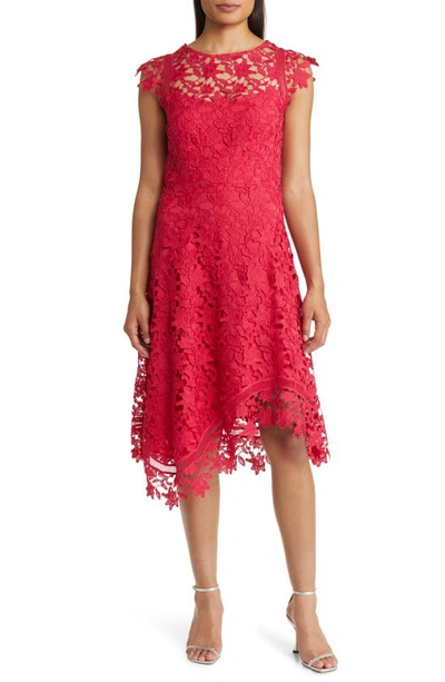 Eliza J Lace Asymmetric Cocktail Dress In Pink