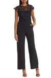 Eliza J Lace Bodice Jumpsuit In Black