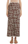 Valentino 1967 Chain-link Print Maxi Skirt In Chestnut Cream/ Avorio