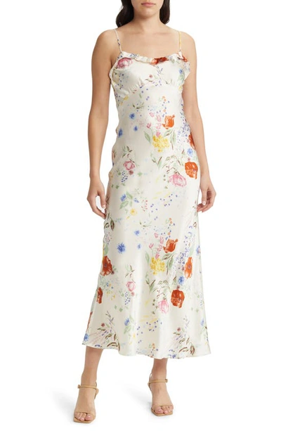 Reformation Aribella Floral-motif Silk Dress In Etude