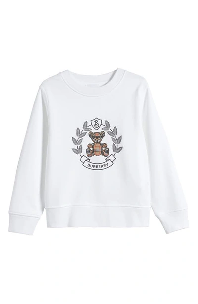 Burberry Babies' Thomas Bear 印花棉卫衣 In White