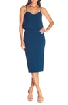 Dress The Population Alondra Blouson Sheath Dress In Peacock Blue