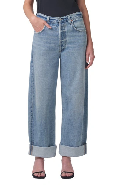 Citizens Of Humanity Ayla Mid-rise Cropped Wide-leg Jeans In Skylights