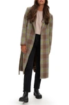 Noize Katja Vegan Wool Plaid Coat In Leafless Tree