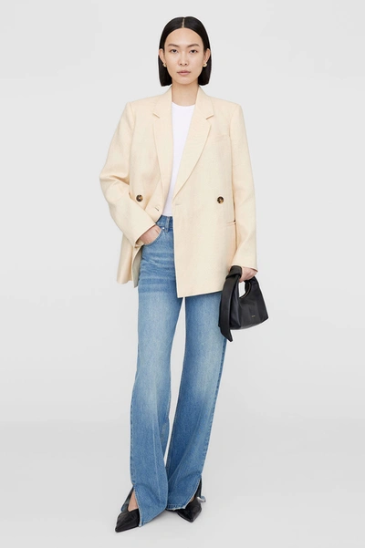 Anine Bing Kaia Linen Blazer In Yellow