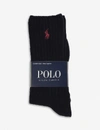 Polo Ralph Lauren Mens Black Ribbed Cotton-blend Socks In Navy
