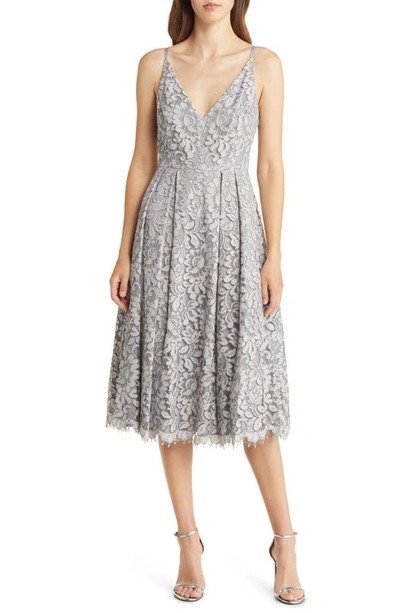 Eliza J Lace Overlay Dress In Silver | ModeSens