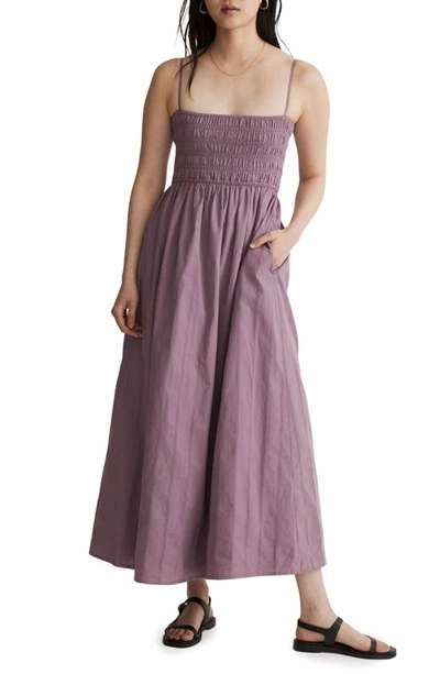 Madewell Theo Sleeveless Cotton Midi Dress In Antique Purple
