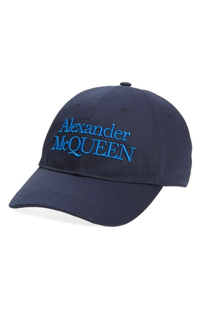 Alexander Mcqueen Logo刺绣棒球帽 In Blue