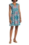 Vince Camuto Chiffon Flutter Sleeve Minidress In Teal