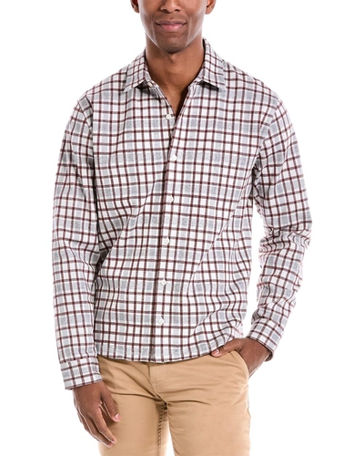 Vince Plaid Double Knit Shirt In White