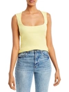 Monrow Womens Ribbed Casual Tank Top In Yellow