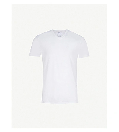 Polo Ralph Lauren Mens White Ribbed Two-pack V-neck T-shirt L