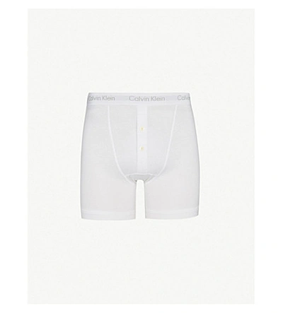 Calvin Klein Mens White Button-fly Cotton-jersey Boxer Briefs M