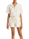 MONROW WOMENS BELTED COLLARED ROMPER