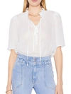 FRAME WOMENS RUFFLED BUTTON UP BLOUSE