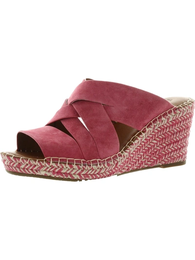 Gentle Souls Charli Woven Straps Womens Leather Slip On Wedge Sandals In Pink