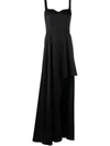 Alexander Mcqueen Black Asymmetric Maxi Dress In Black