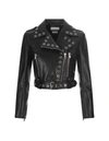 ALEXANDER MCQUEEN ALEXANDER MCQUEEN CROPPED BIKER JACKET WITH EYELETS IN AND SILVER
