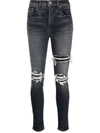 Amiri High-waist Distressed Skinny Jeans In Grey