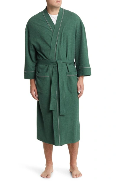 Majestic Waffle Knit Dressing Gown In Grass Green