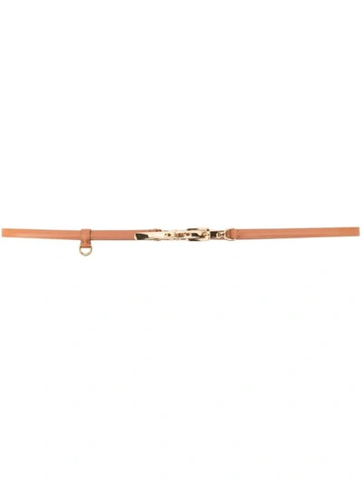 Etro Thin Buckle-fastening Leather Belt In Brown