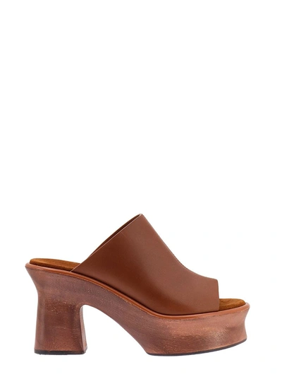 Ferragamo Peep-toe Platform Leather Mules