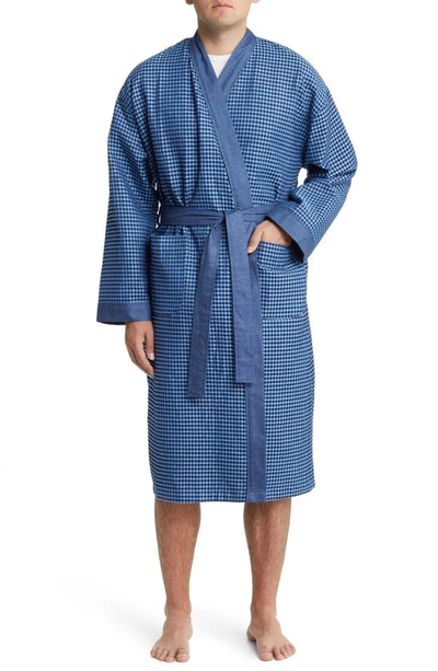 Majestic La Paz Cotton Dressing Gown In Navy