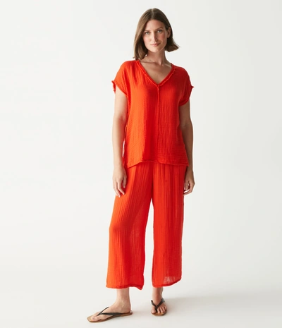 Michael Stars Medina Cropped Gauze Pant In Pomodoro