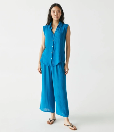 Michael Stars Medina Cropped Gauze Pant In Pacific