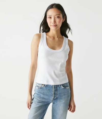 Michael Stars Elodie Cropped Scoop Neck Tank In White