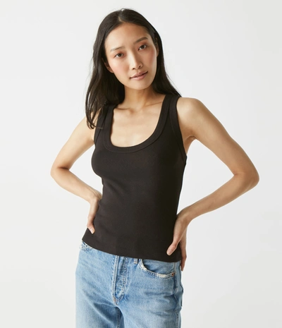 Michael Stars Elodie Cropped Scoop Neck Tank In Black