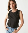 Michael Stars Johnnie Cropped Muscle Tank In Black