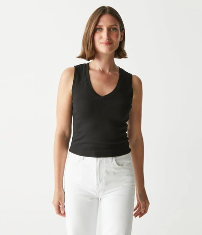 Michael Stars Max Ribbed Cropped Tank In Black