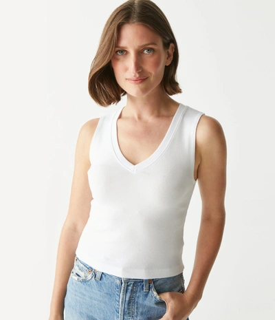 Michael Stars Max Ribbed Cropped Tank In White