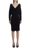 Stella Mccartney V-neck Knitted Midi Dress In Black