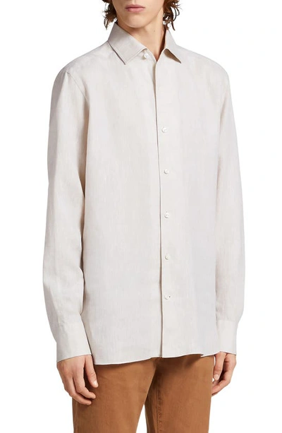 Zegna Luxury Linen Button-up Shirt In Light Beige