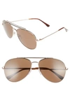 TOM FORD INDIANA 60MM POLARIZED AVIATOR SUNGLASSES - SHINY ROSE GOLD/ LIGHT BROWN,FT0497M6028H